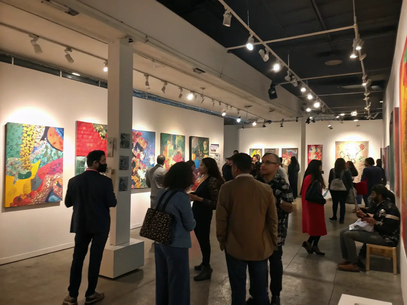 A well-attended art exhibition at LA COUR DES ARTS, featuring a diverse collection of visual arts and crafts, highlighting the organization's role in showcasing local talent.